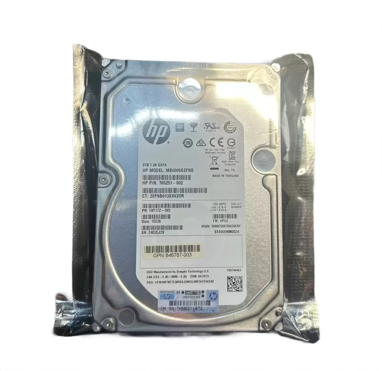 HPE 765251-002 6TB SATA 6Gb/s Midline Hot Swap 7200RPM (512e) 3.5-inch Internal Hard Drive with Smart Carrier