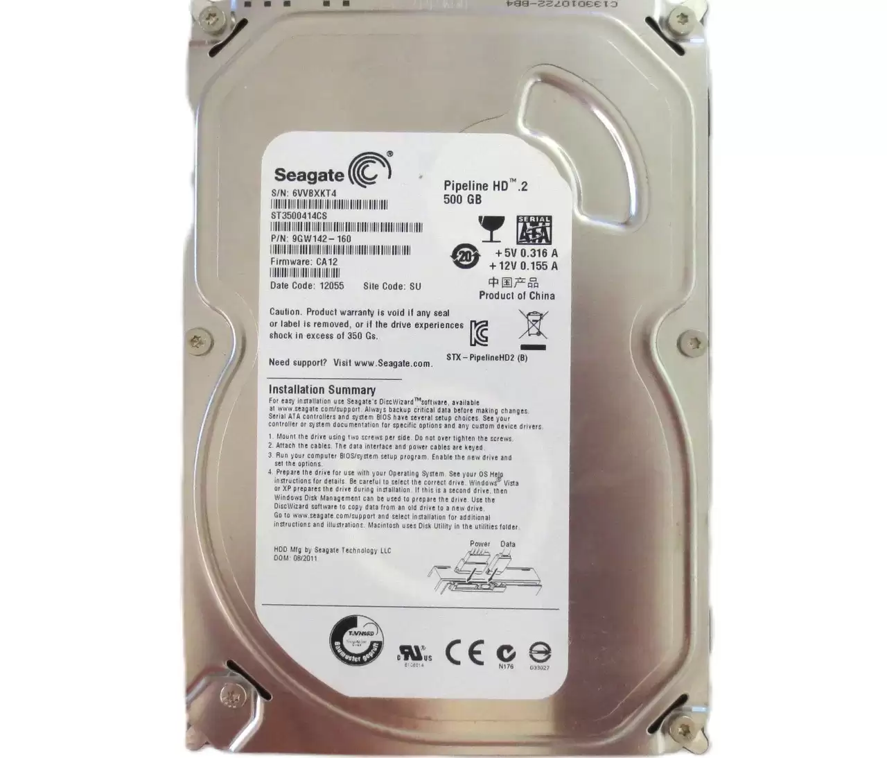 Seagate 9GW142-160 Pipeline HD.2 500GB SATA 3Gb/s 5900RPM 16MB Cache 3.5-inch Internal Hard Drive