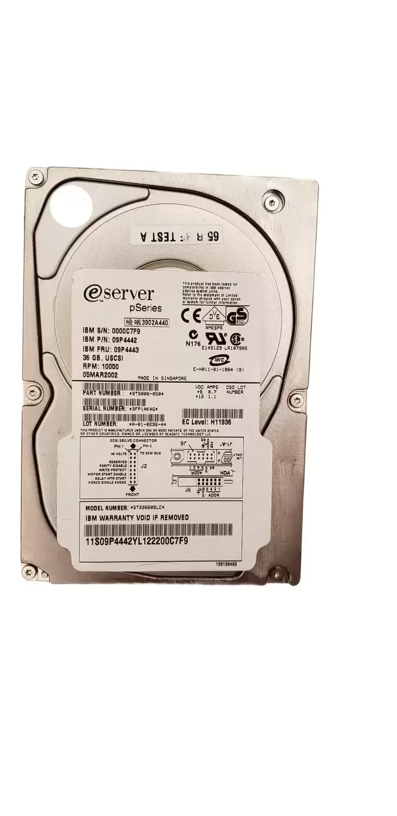 IBM 09P4442 36.4GB Ultra-160 SCSI 80-Pin 10000RPM 3.5-inch Internal Hard Drive