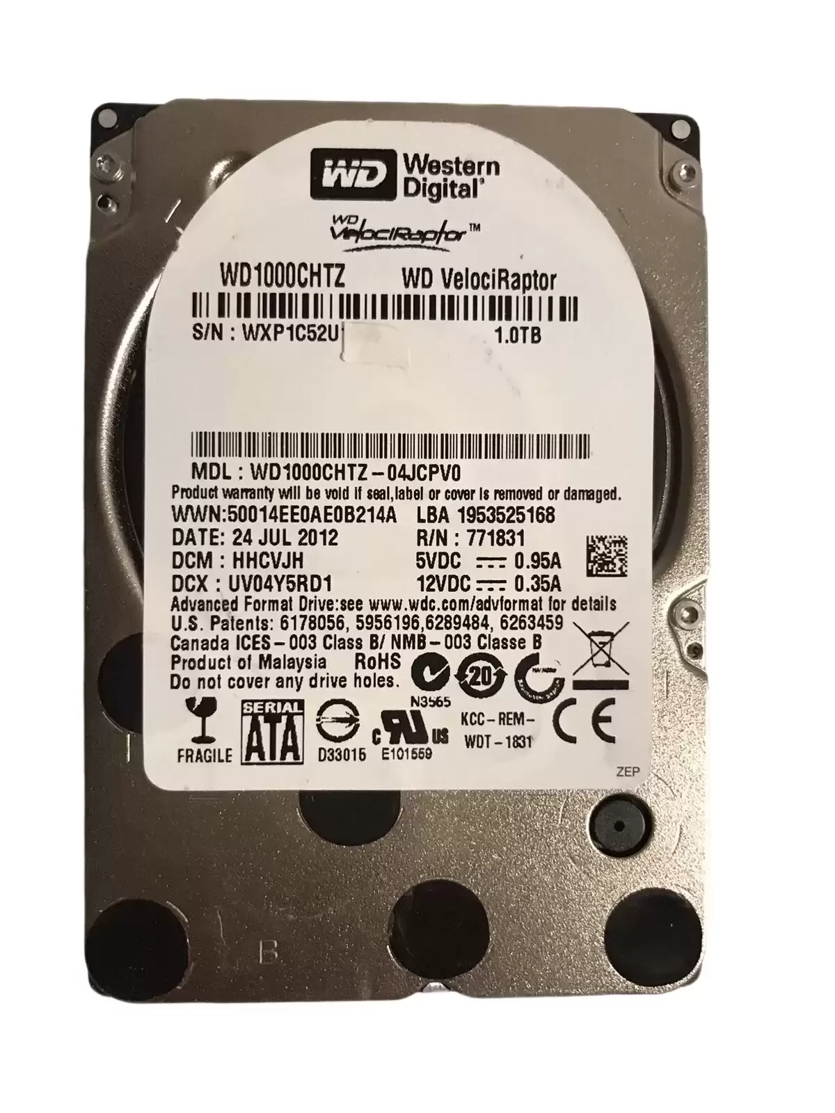 Western Digital WD1000CHTZ-04JCPV0 VelociRaptor 1TB SATA 6Gb/s 10000RPM 64MB Cache 2.5inch Internal Hard Drive