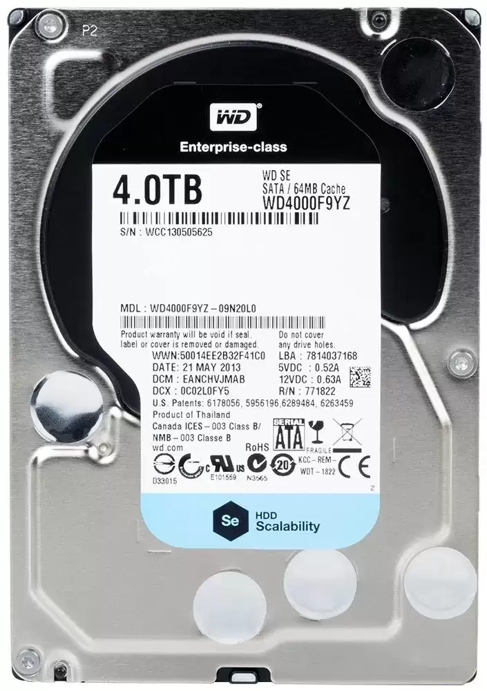 Western Digital WD4000F9YZ-09N20L0 SE 4TB 7200RPM SATA 6Gb/s 64MB Cache 3.5inch Internal Hard Drive