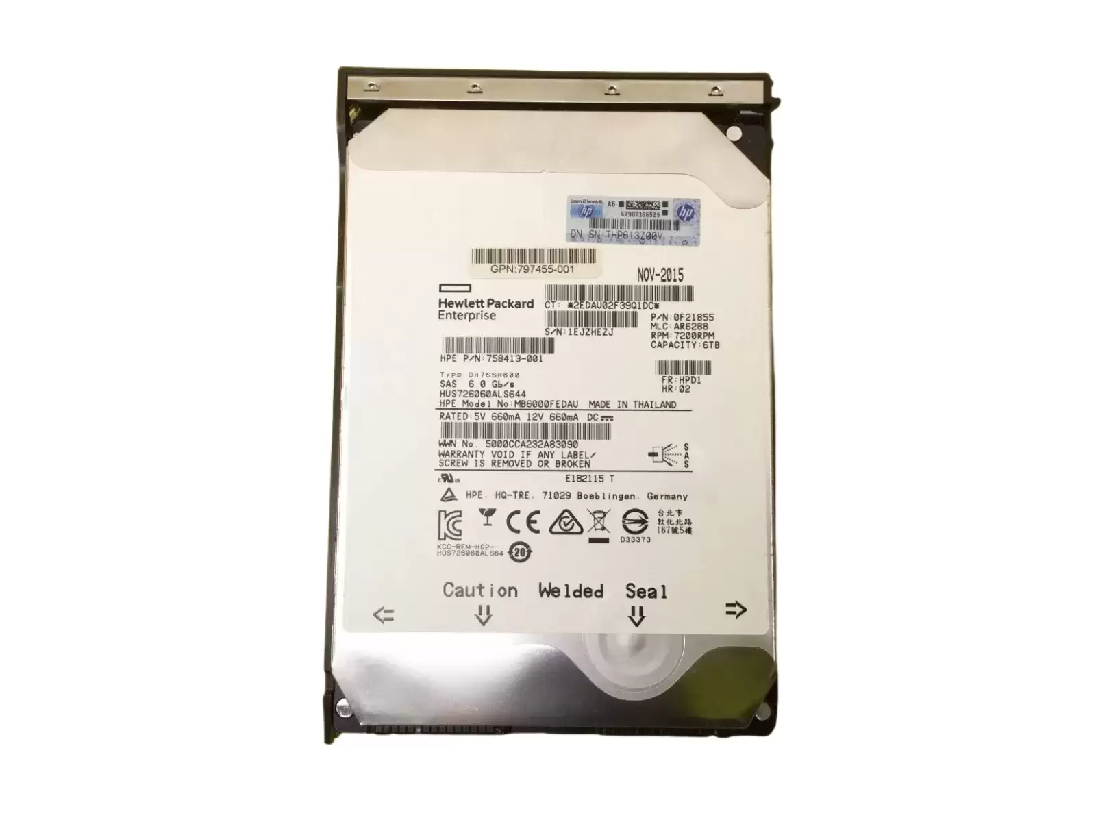 HPE 797263-B21 6TB SAS 6Gb/s Midline 7200RPM 3.5-inch Internal Hard Drive