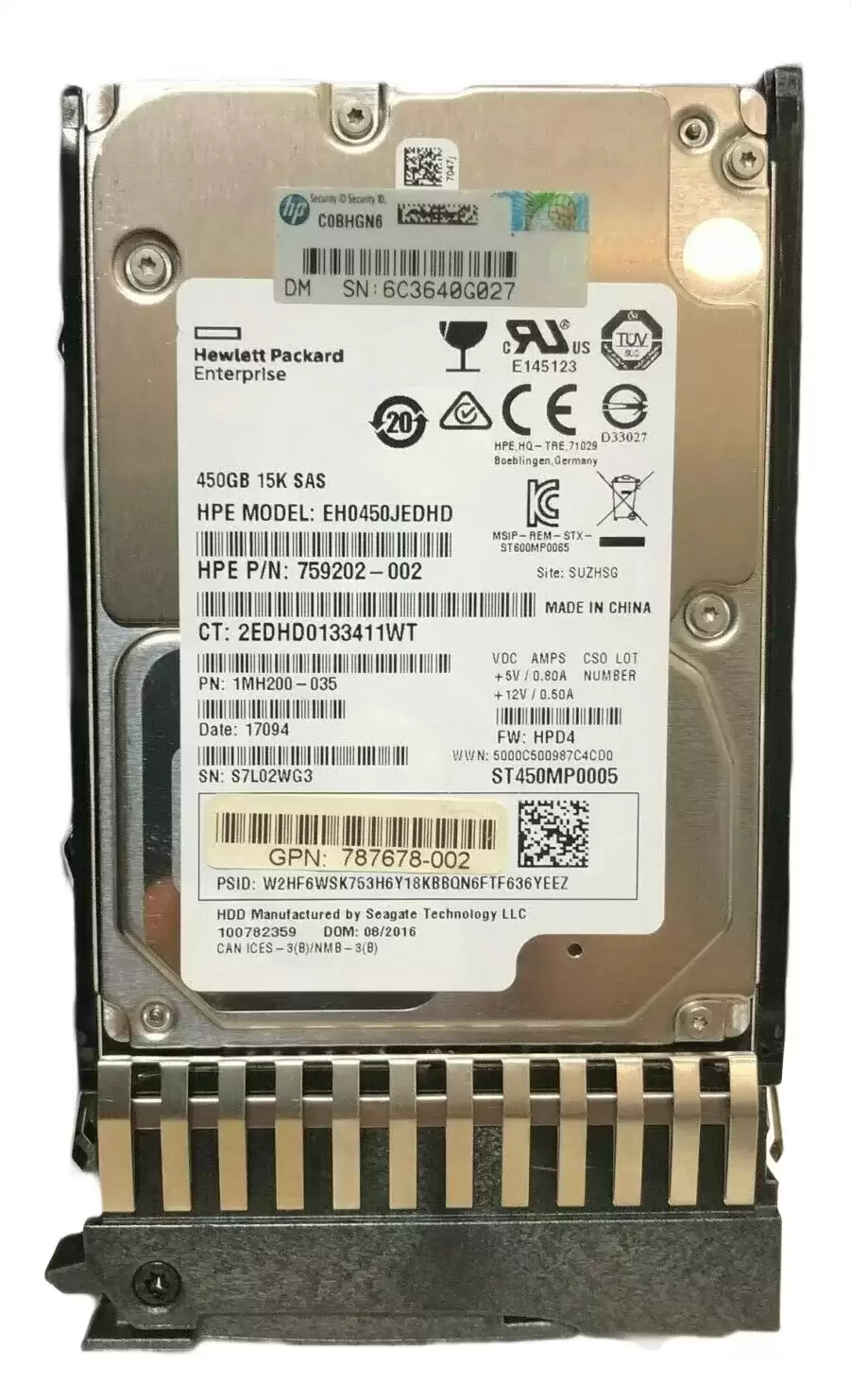 HPE 787678-002 300GB SAS 12Gb/s Dual Port 15000RPM 2.5-inch Internal Hard Drive with Tray