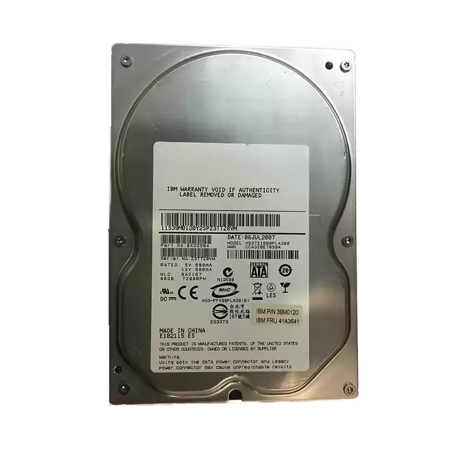 IBM 39M0120 80GB 7200RPM 8MB Cache SATA 3Gb/s 3.5-inch Internal Hard Drive