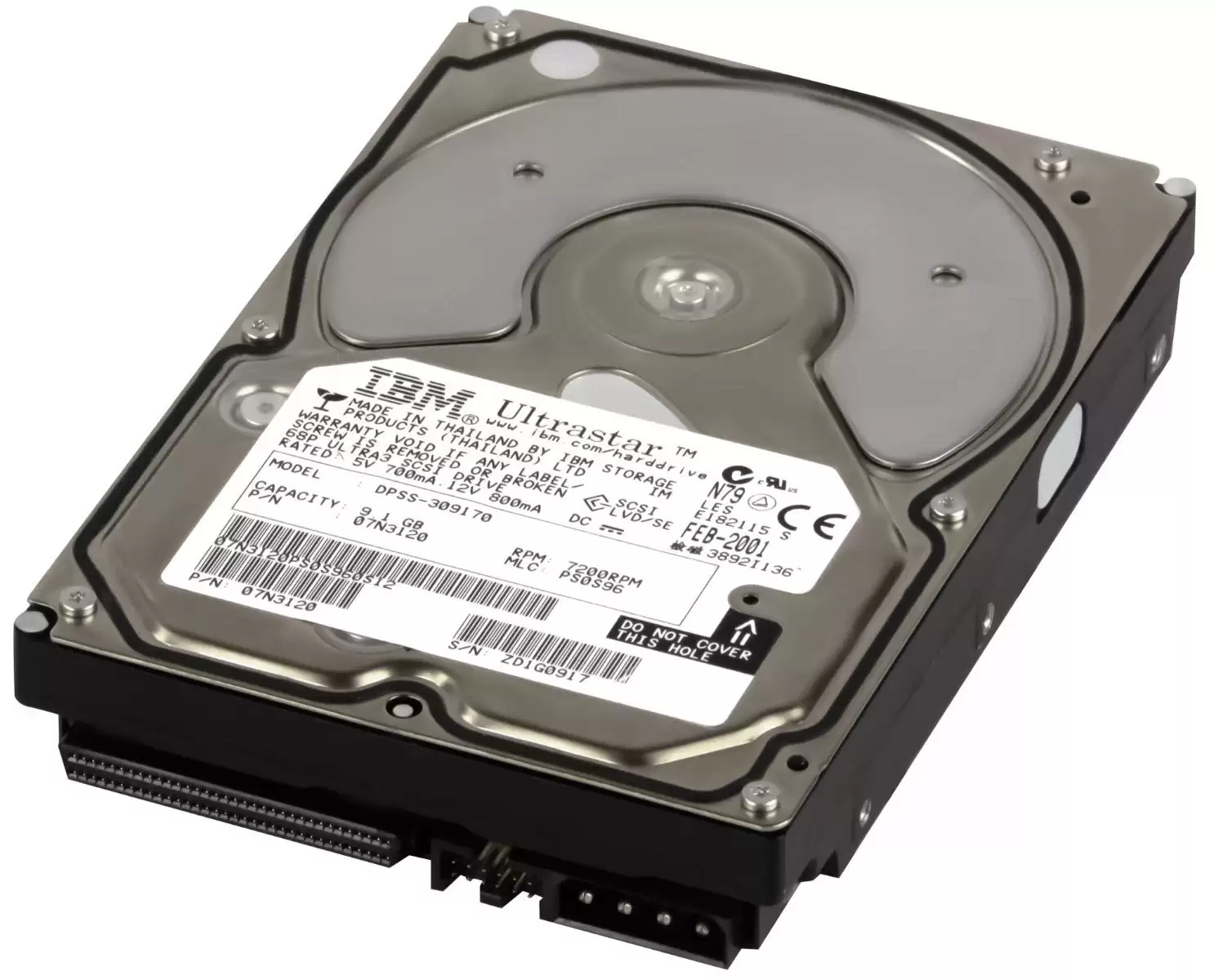 IBM 07N3120 Ultrastar 36LP 9.1GB Ultra-160 SCSI 68-Pin 7200RPM 3.5-inch Internal Hard Drive