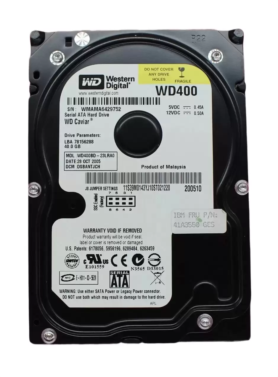 IBM 41A3550 40GB SATA 1.5Gb/s 7200RPM 2MB Cache 3.5-inch Internal Hard Drive
