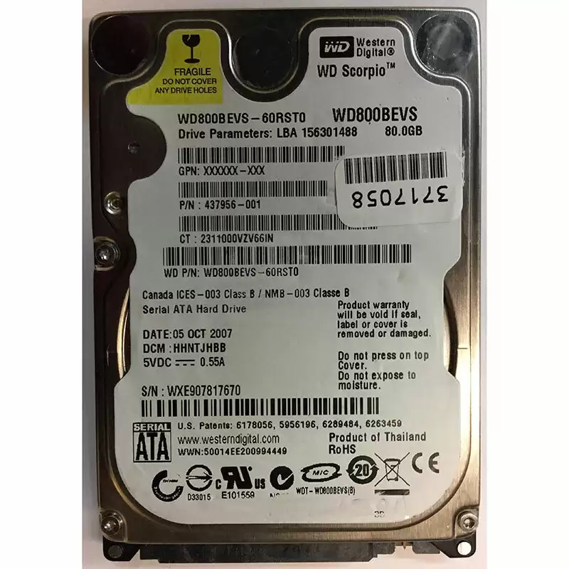 HPE 437956-001 80GB SATA 3Gb/s 5400RPM 2.5-inch Internal Hard Drive