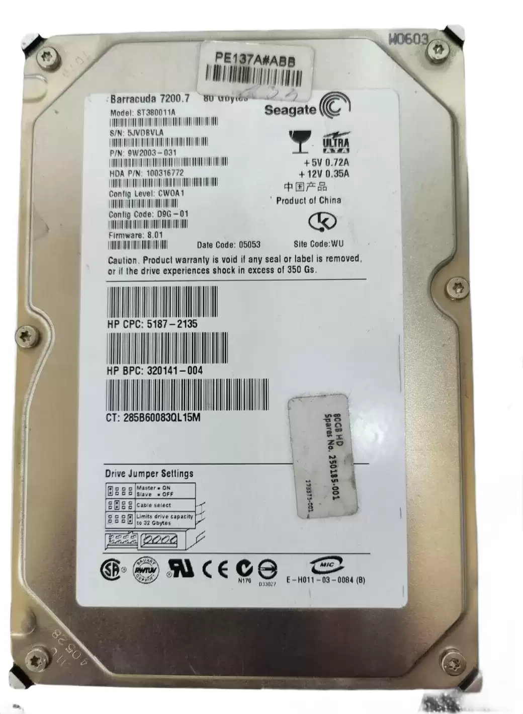 HPE 320141-004 80GB ATA-100 7200RPM 3.5-inch Internal Hard Drive