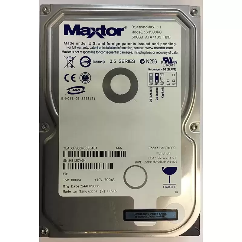 Maxtor 6H500R0080401 DiamondMax 11 500GB 7200RPM ATA133 16MB Cache 3.5inch Internal Hard Drive