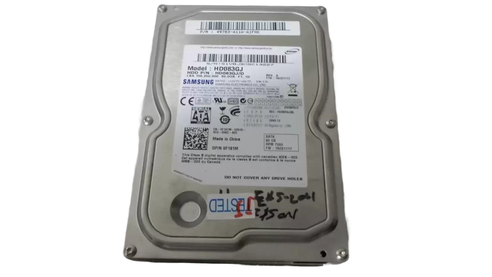 Samsung HD083GJ/D Spinpoint F1 80GB 7200RPM SATA 3Gb/s 8MB Cache 3.5inch Internal Hard Drive