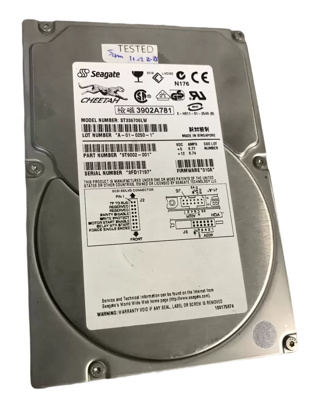 Seagate 9T9002-001 Cheetah 36ES 36.7GB Ultra-160 SCSI 68-Pin 10000RPM 4MB Cache 3.5-inch Internal Hard Drive