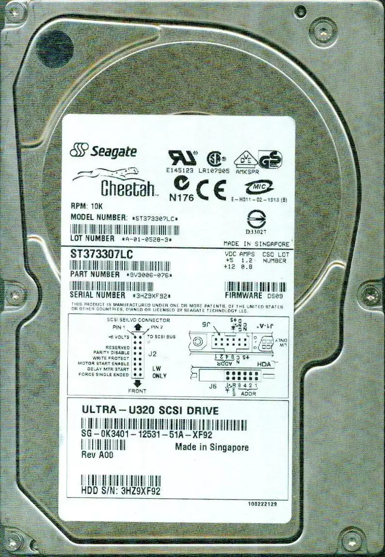 Seagate 9V3006-076 Cheetah 10K.6 73.4GB Ultra-320 SCSI 80-Pin 10000RPM 8MB Cache 3.5-inch Internal Hard Drive