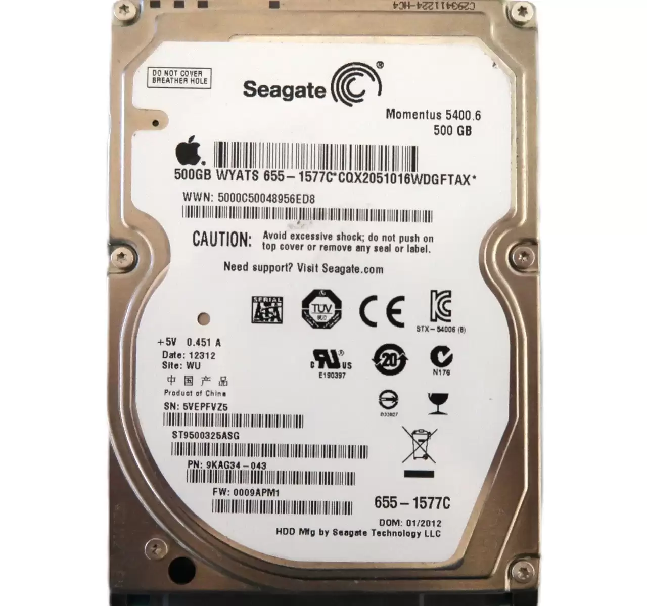 Seagate 9KAG34-043 Momentus 5400.6 500GB SATA 3Gb/s 5400RPM 8MB Cache 2.5-inch Internal Hard Drive