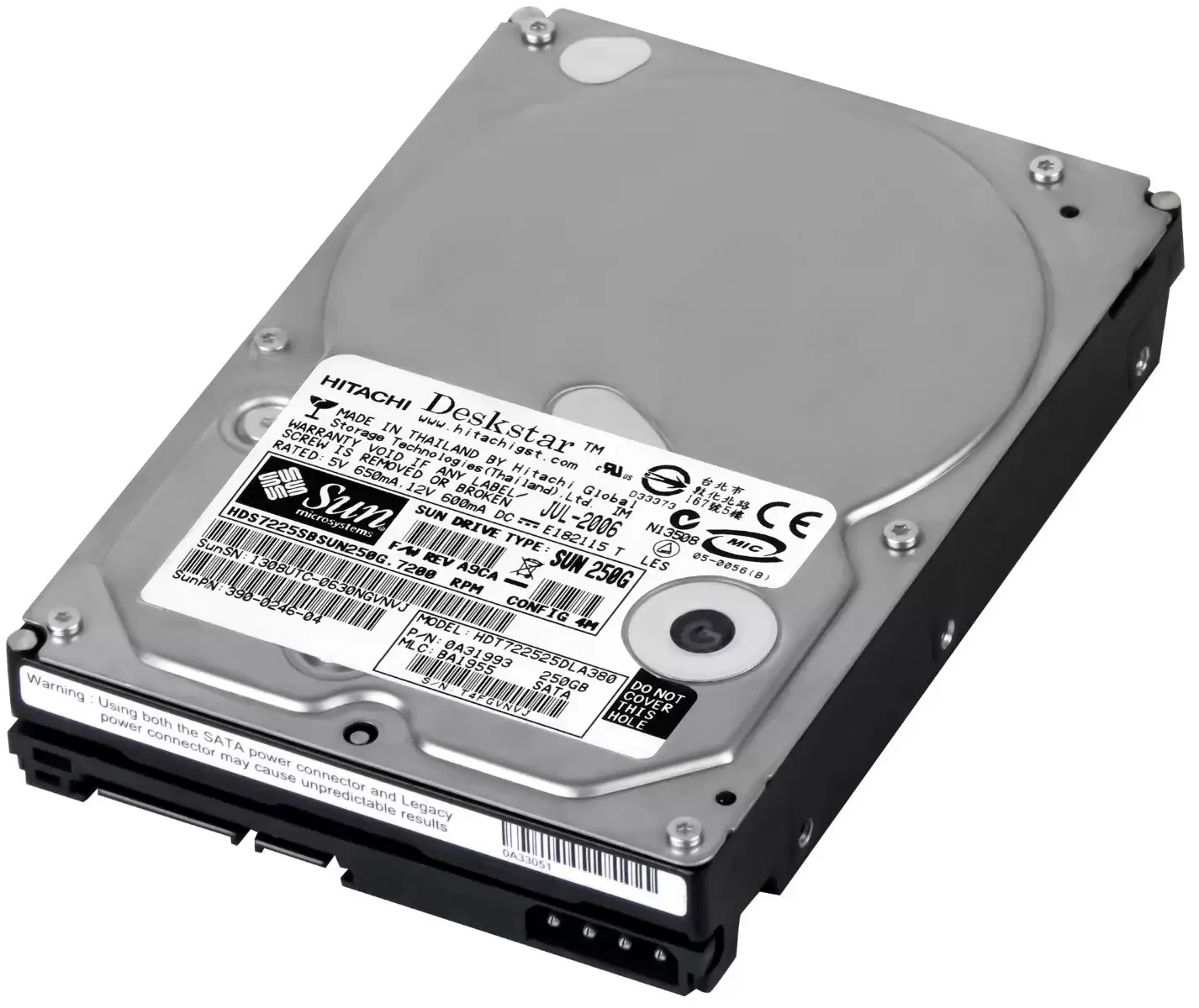 Sun 390-0246 250GB 7200RPM SATA 3Gb/s 3.5inch Internal Hard Drive