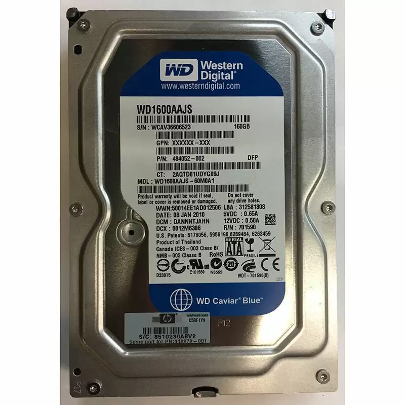 Western Digital WD1600AAJS-60M0A1 Caviar Blue 160GB 7200RPM SATA 3Gb/s 8MB Cache 3.5inch Internal Hard Drive