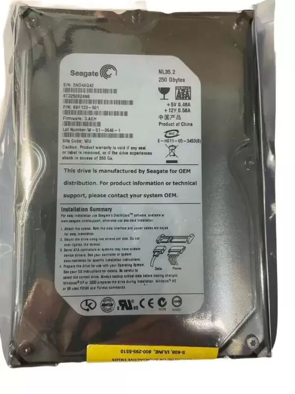 Seagate ST3250824NS NL35 Series 250GB SATA 3Gb/s 7200RPM 8MB Cache 3.5-inch Internal Hard Drive