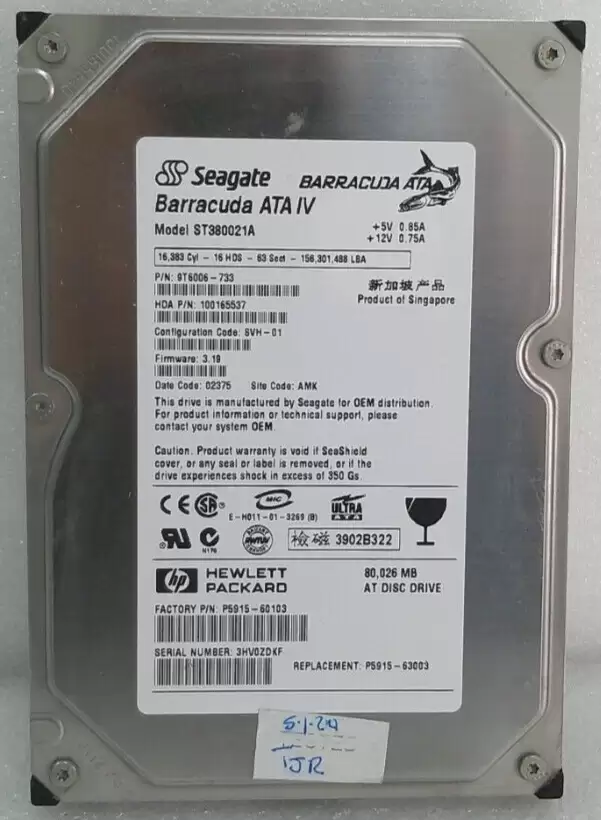 Seagate 9T6006-733 Barracuda ATA IV 80GB ATA/100 7200RPM 2MB Cache 3.5-inch Internal Hard Drive