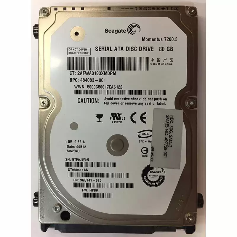 Seagate 9GE141-620 Momentus 7200.3 80GB SATA 3Gb/s 7200RPM 16MB Cache 2.5-inch Internal Hard Drive