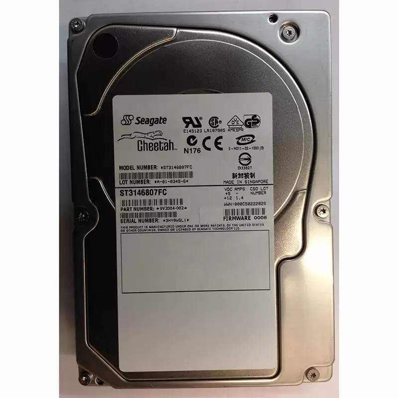 Seagate 9V2004-002 Cheetah 10K.6 146.8GB Fibre Channel 2Gb/s 10000RPM 8MB Cache 3.5-inch Internal Hard Drive