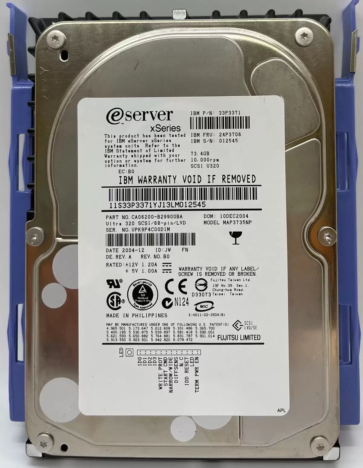 IBM 33P3371 73.4GB Ultra-320 SCSI 68-Pin 10000RPM 3.5-inch Internal Hard Drive