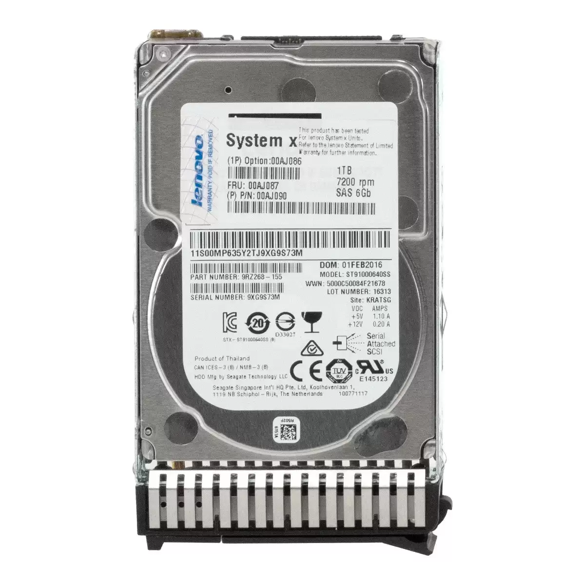 IBM 00AJ090 1TB SAS 6Gb/s 7200RPM 2.5inch Internal Hard Drive with Tray for System x3500
