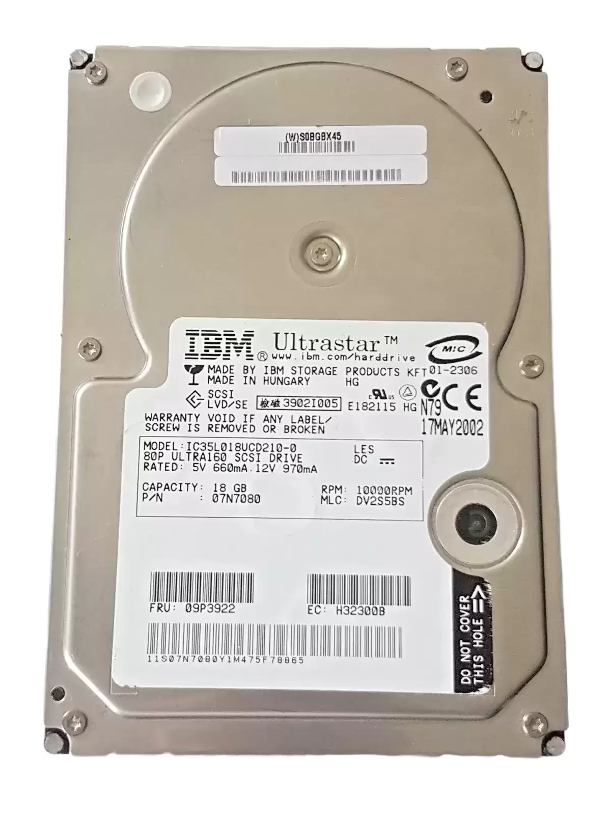 IBM IC35L018UCD210-0 Ultrastar 73LZX 18.3GB Ultra-160 SCSI 80-Pin 10000RPM 3.5-inch Internal Hard Drive