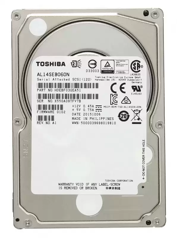 Toshiba HDEBF03GEA51 Enterprise Performance 600GB SAS 12Gb/s 10000RPM 128MB Cache (512n) 2.5-inch Internal Hard Drive