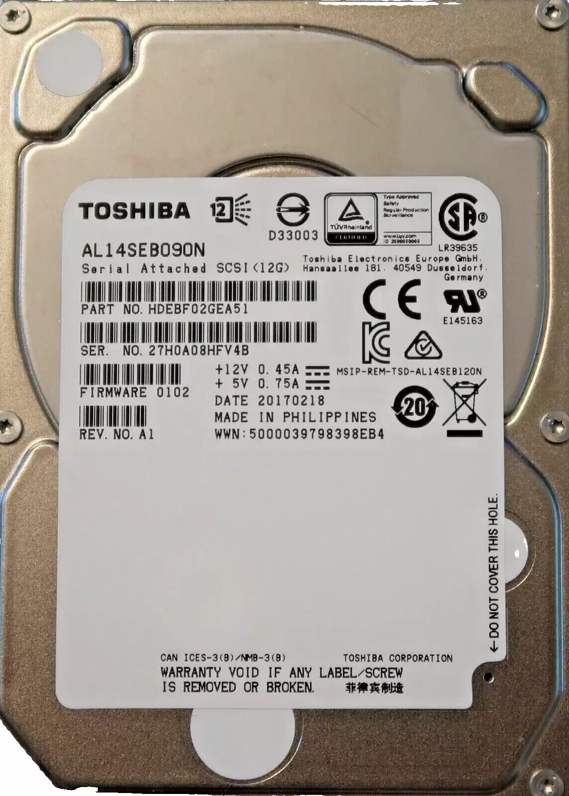 Toshiba HDEBF02GEA51 Enterprise Performance 900GB SAS 12Gb/s 10000RPM 128MB Cache (512n) 2.5-inch Internal Hard Drive