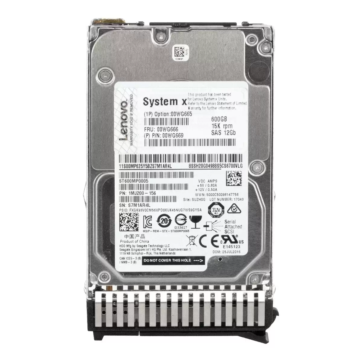 Lenovo 00WG669 600GB SAS 12Gb/s 15000RPM 2.5inch Internal Hard Drive with Tray for System X