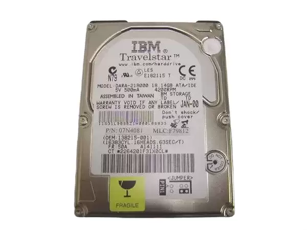 IBM 07N3661 Travelstar 18GT 18GB ATA/66 4200RPM 512KB Cache 2.5-inch Internal Hard Drive