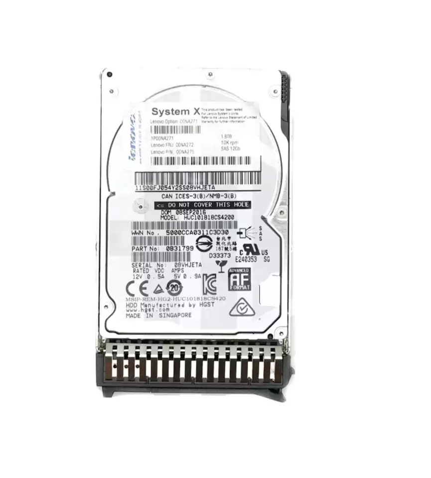 IBM 00NA272 1.8TB SAS 12Gb/s 10000RPM (512e) 2.5inch Internal Hard Drive with Tray for System x355