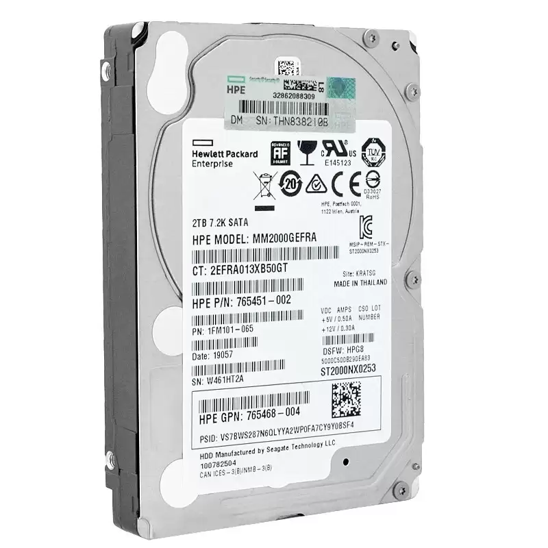 HPE 765451-002 2TB SATA 6Gb/s 7200RPM (512e) 2.5inch Internal Hard Drive with Smart Carrier