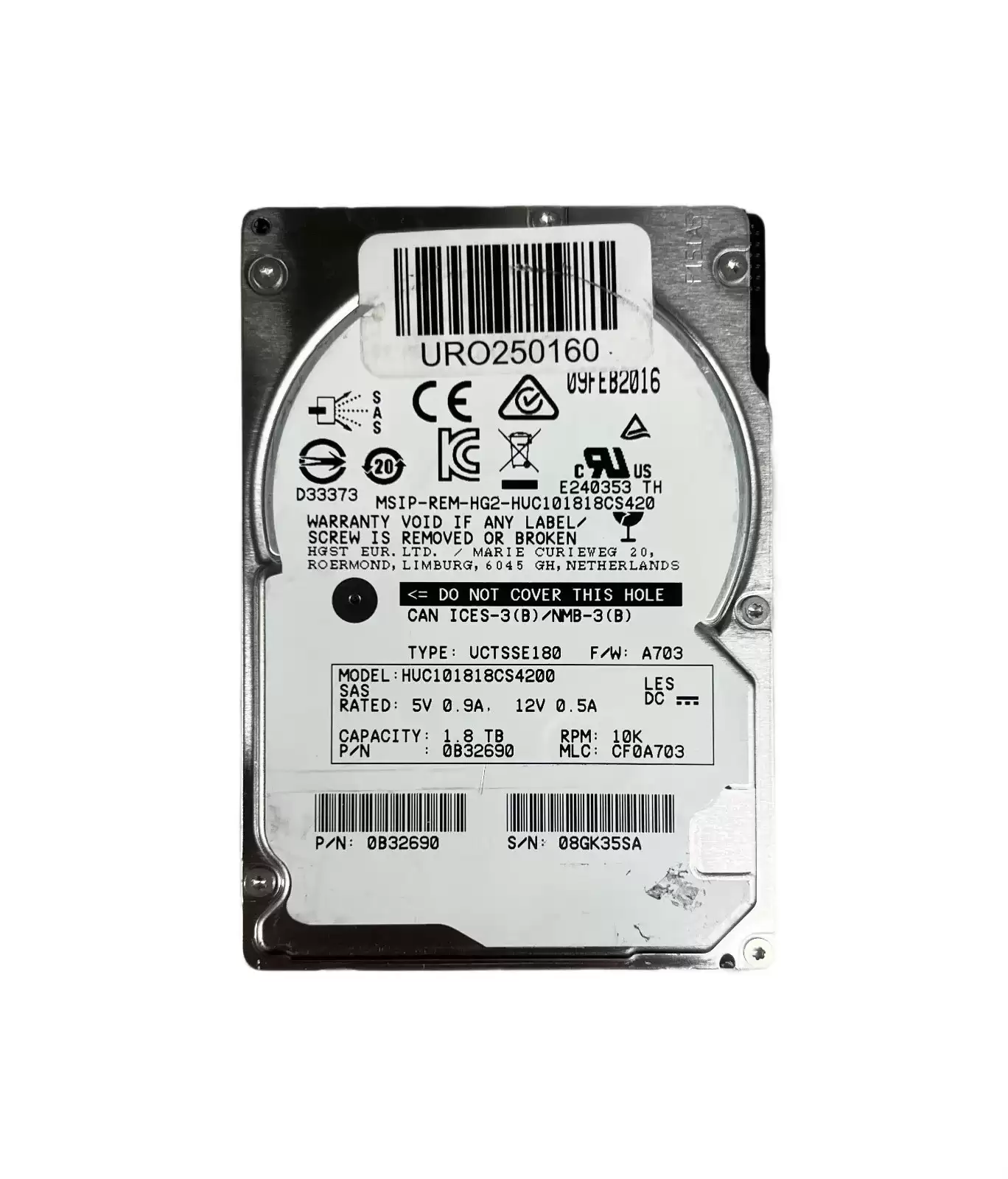 HGST 0B32690 Ultrastar C10K1800 Series 1.8TB SAS 12Gb/s 10000RPM 128MB Cache (4Kn / ISE) 2.5-inch Internal Hard Drive