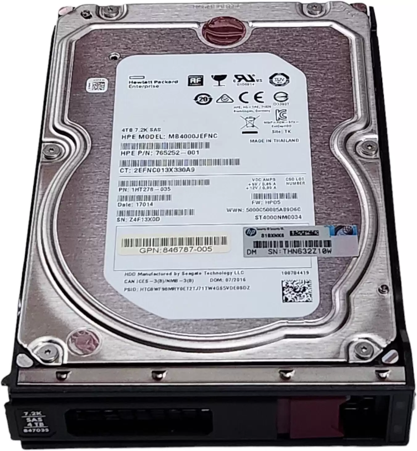 HPE 847035-001 4TB SAS 12Gb/s Midline 7200RPM (512e) 3.5-inch Internal Hard Drive