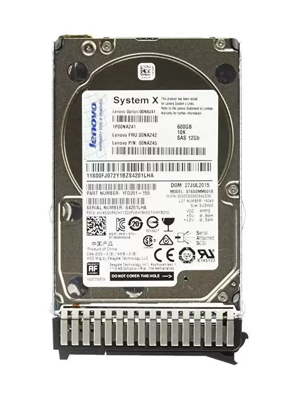 IBM 00NA245 600GB SAS 12Gb/s 10000RPM (512e) 2.5inch Internal Hard Drive with Tray for System x355