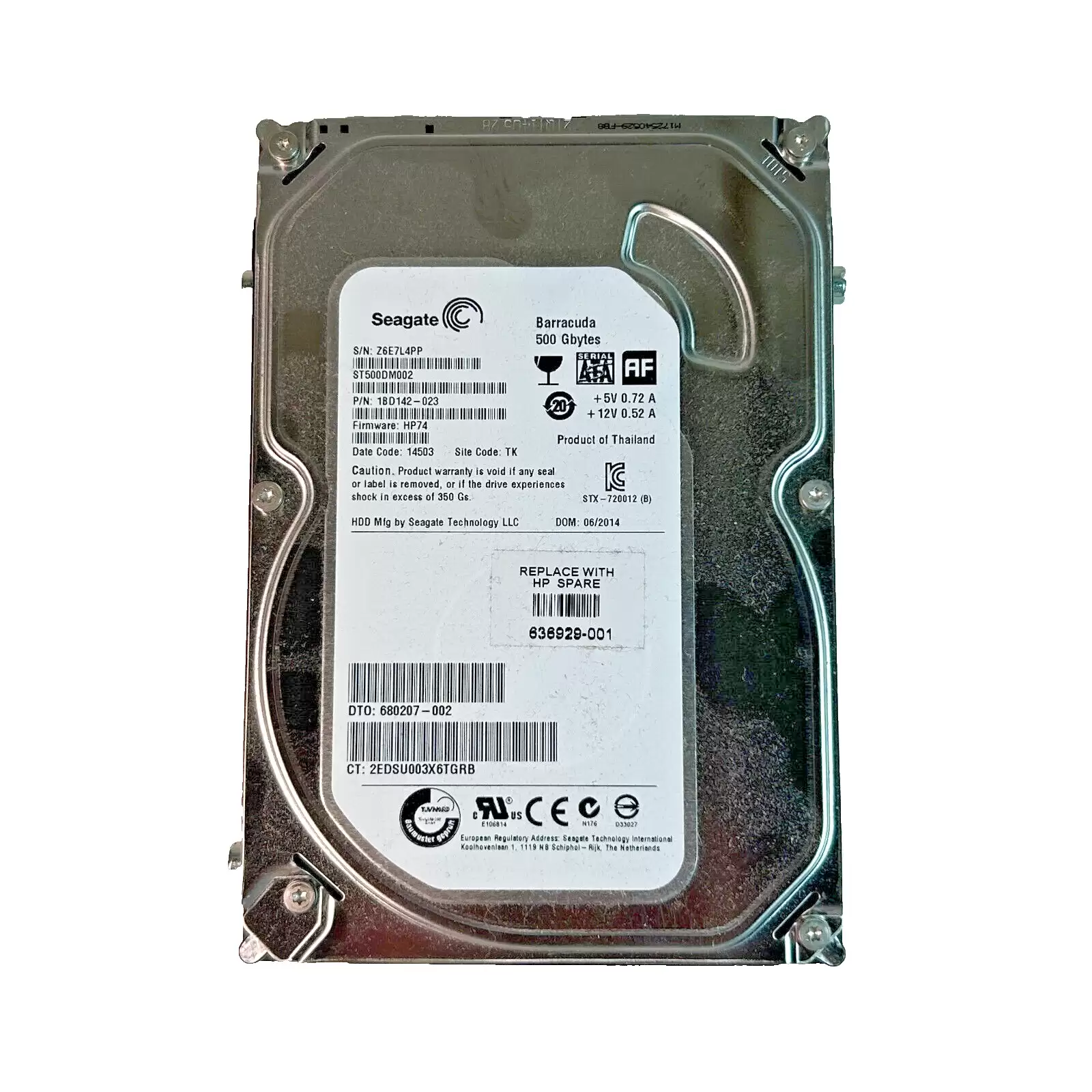 HPE 680207-002 500GB SATA 6Gb/s 7200RPM 16MB Cache 3.5-inch Internal Hard Drive
