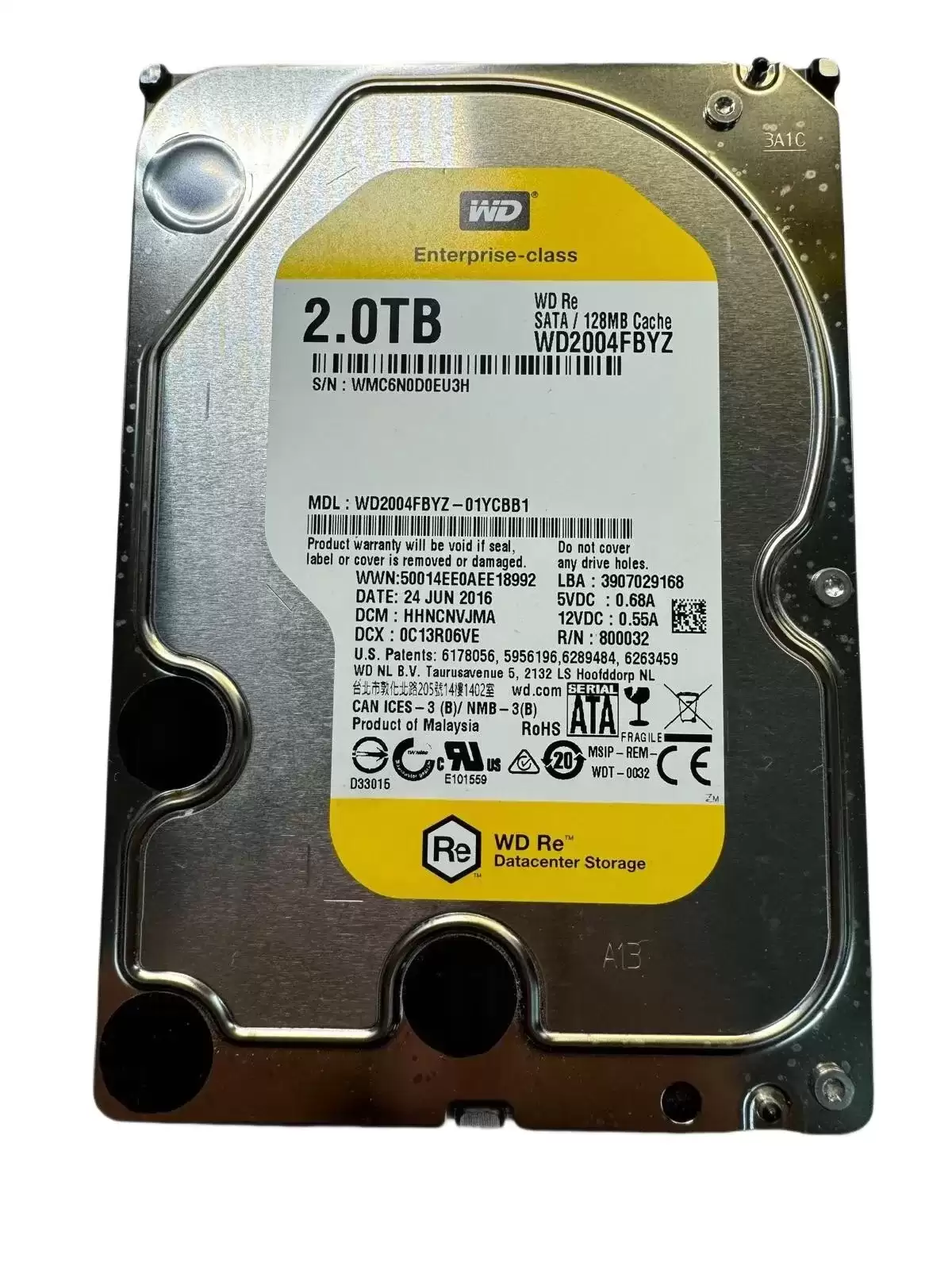 Western Digital WD2004FBYZ-01YCBB1 RE 2TB SATA 6Gb/s 7200RPM 128MB Cache 3.5inch Internal Hard Drive