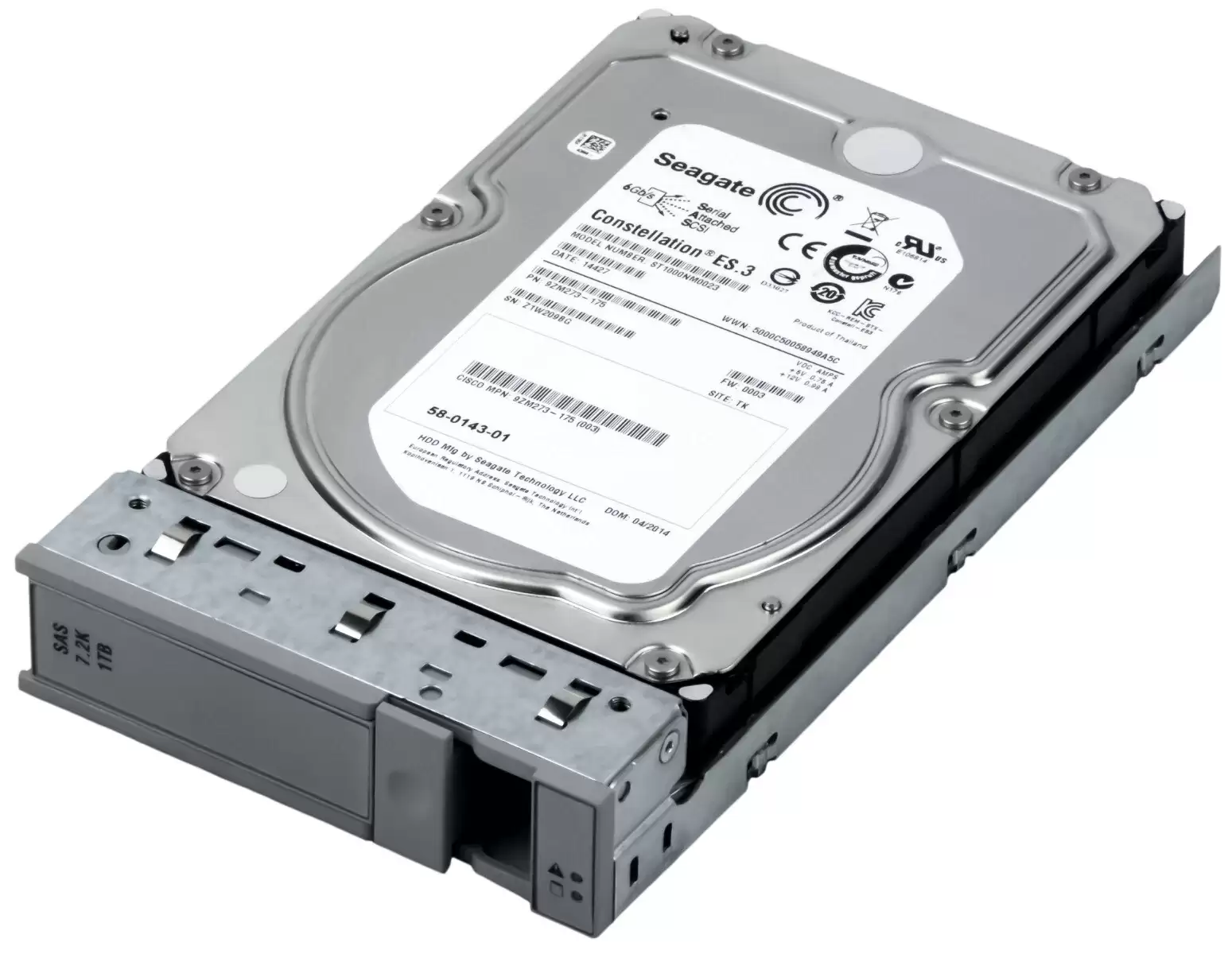 Seagate 9ZM273-175 Constellation ES.3 Series 1TB SAS 6Gb/s 7200RPM 128MB Cache 3.5inch Internal Hard Drive
