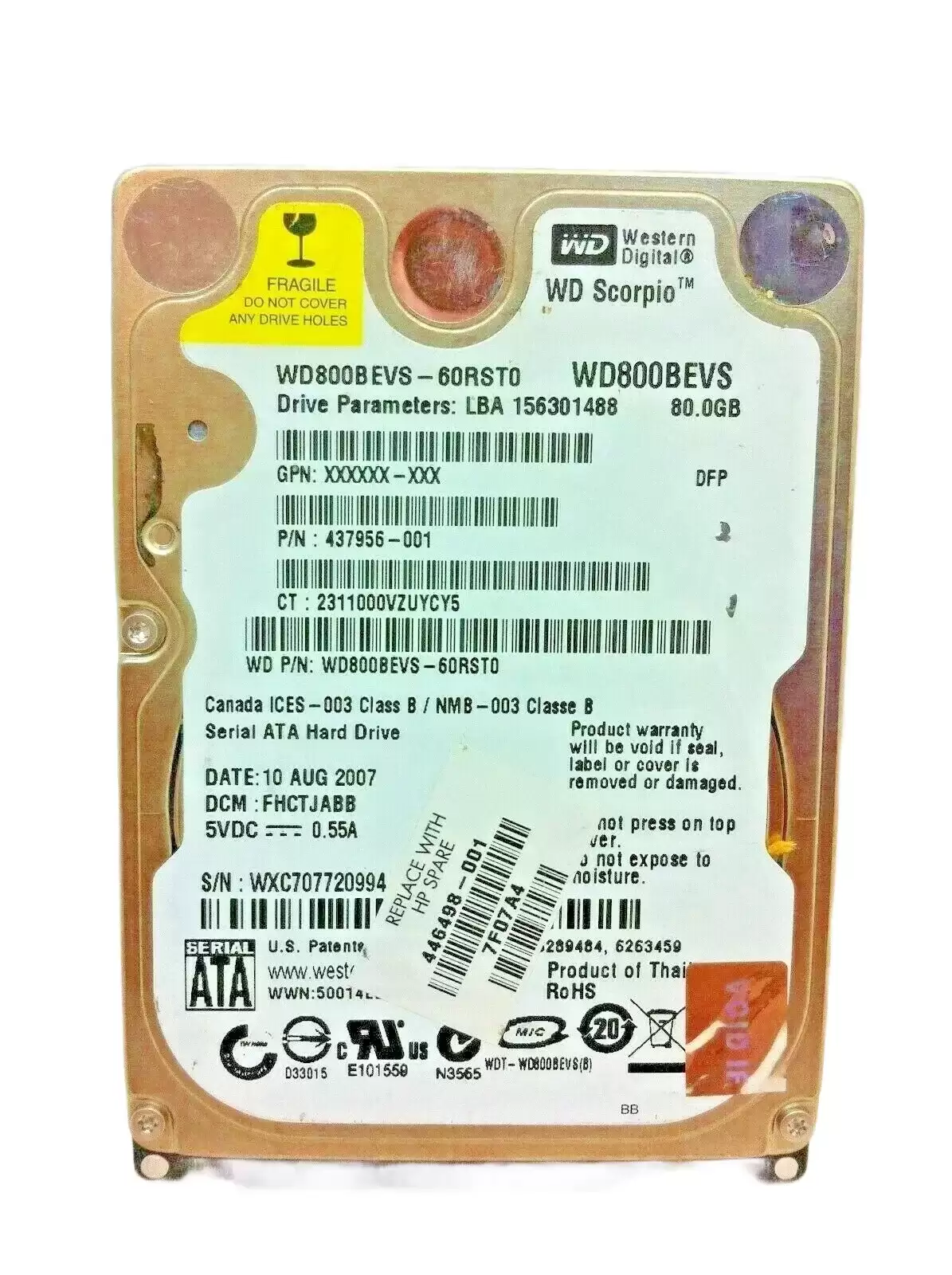 HPE 446498-001 120GB SATA 1.5Gb/s 5400RPM 8MB Cache 2.5-inch Internal Hard Drive