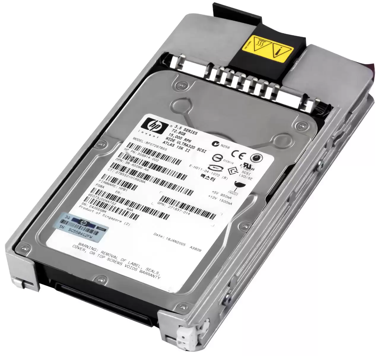 HPE BF07287B55 72.8GB Ultra-320 SCSI 80-Pin LVD Hot Swap 15000RPM 3.5-inch Internal Hard Drive