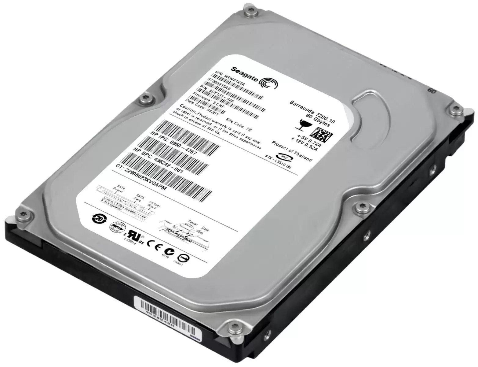 HPE 436242-001 80GB SATA 3Gb/s 7200RPM 3.5-inch Internal Hard Drive