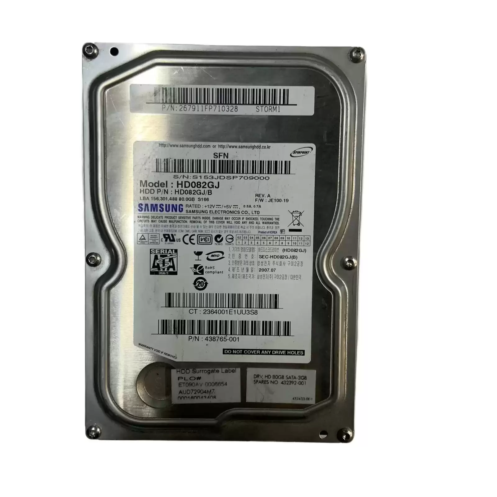 HPE 438765-001 80GB SATA 3Gb/s 7200RPM 3.5-inch Internal Hard Drive