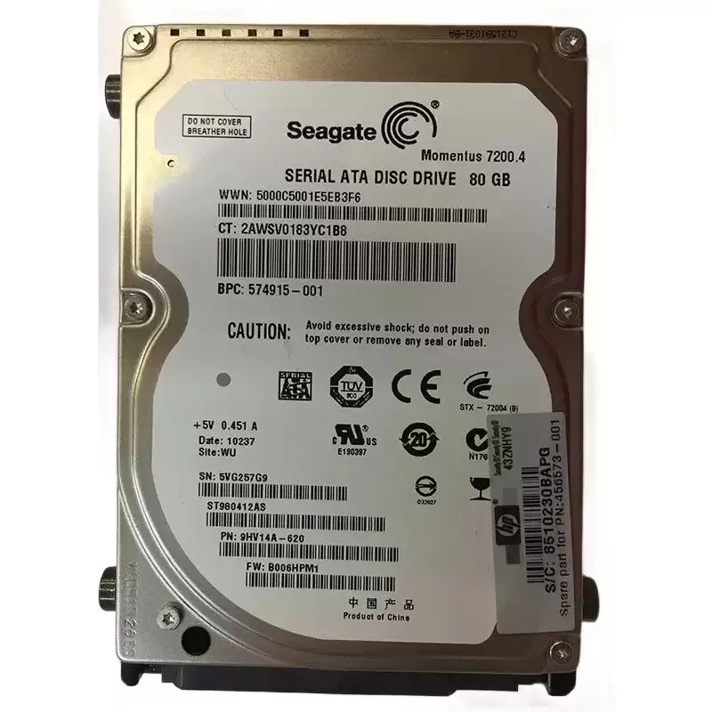 HPE 456573-001 80GB SATA 1.5Gb/s 7200RPM 2.5-inch Internal Hard Drive