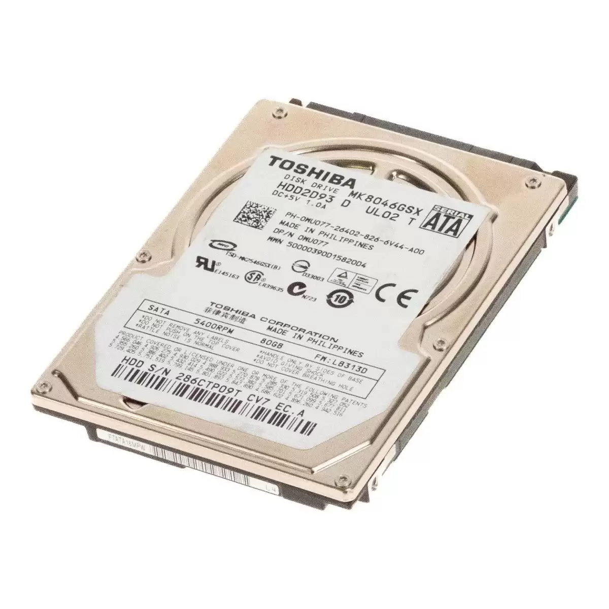 Toshiba MK8046GSX 80GB SATA 3Gb/s 5400RPM 8MB Cache 2.5-inch Internal Hard Drive