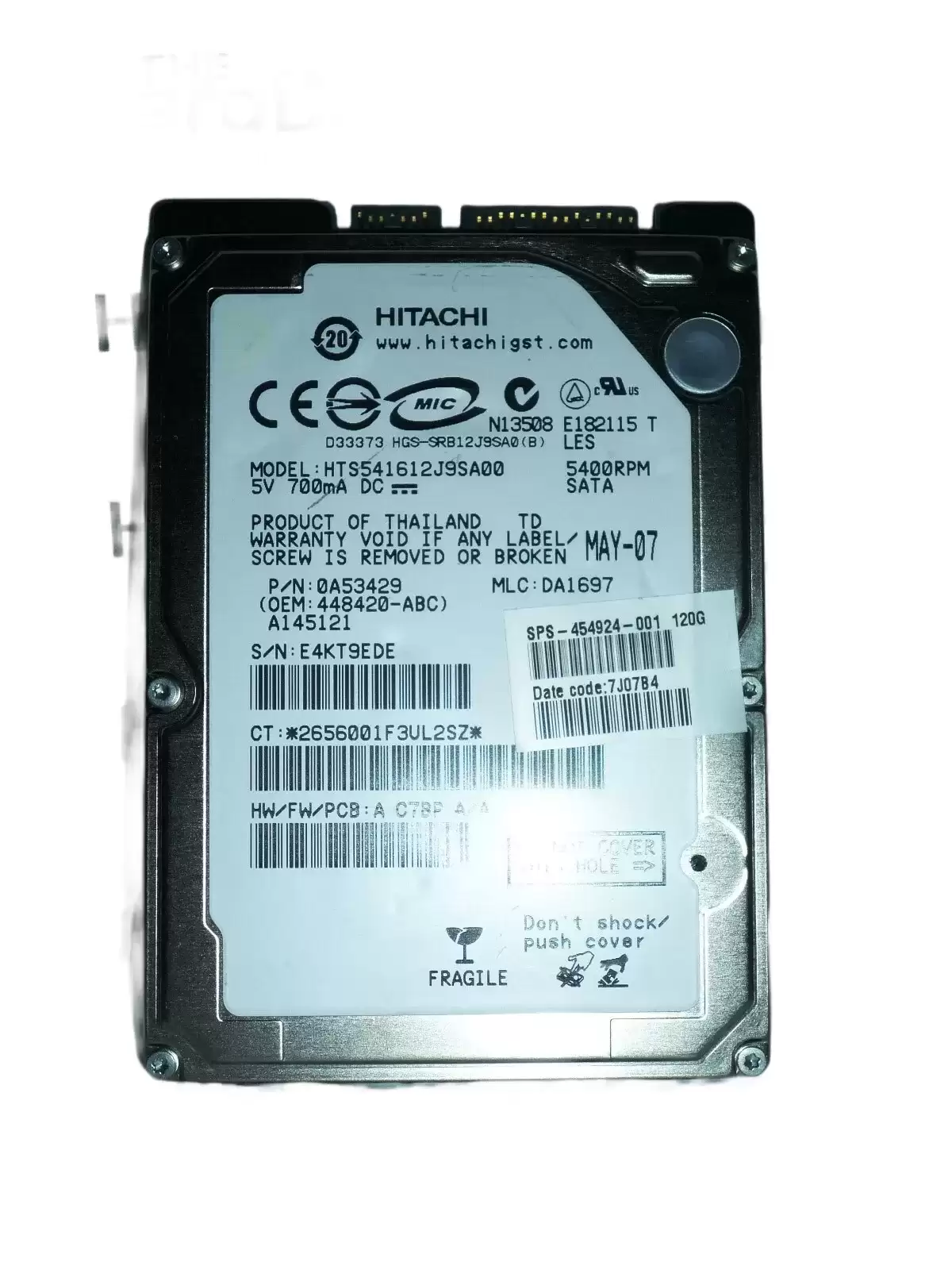 HPE 454924-001 120GB 5400RPM SATA 3Gb/s 8MB Cache 2.5inch Internal Hard Drive