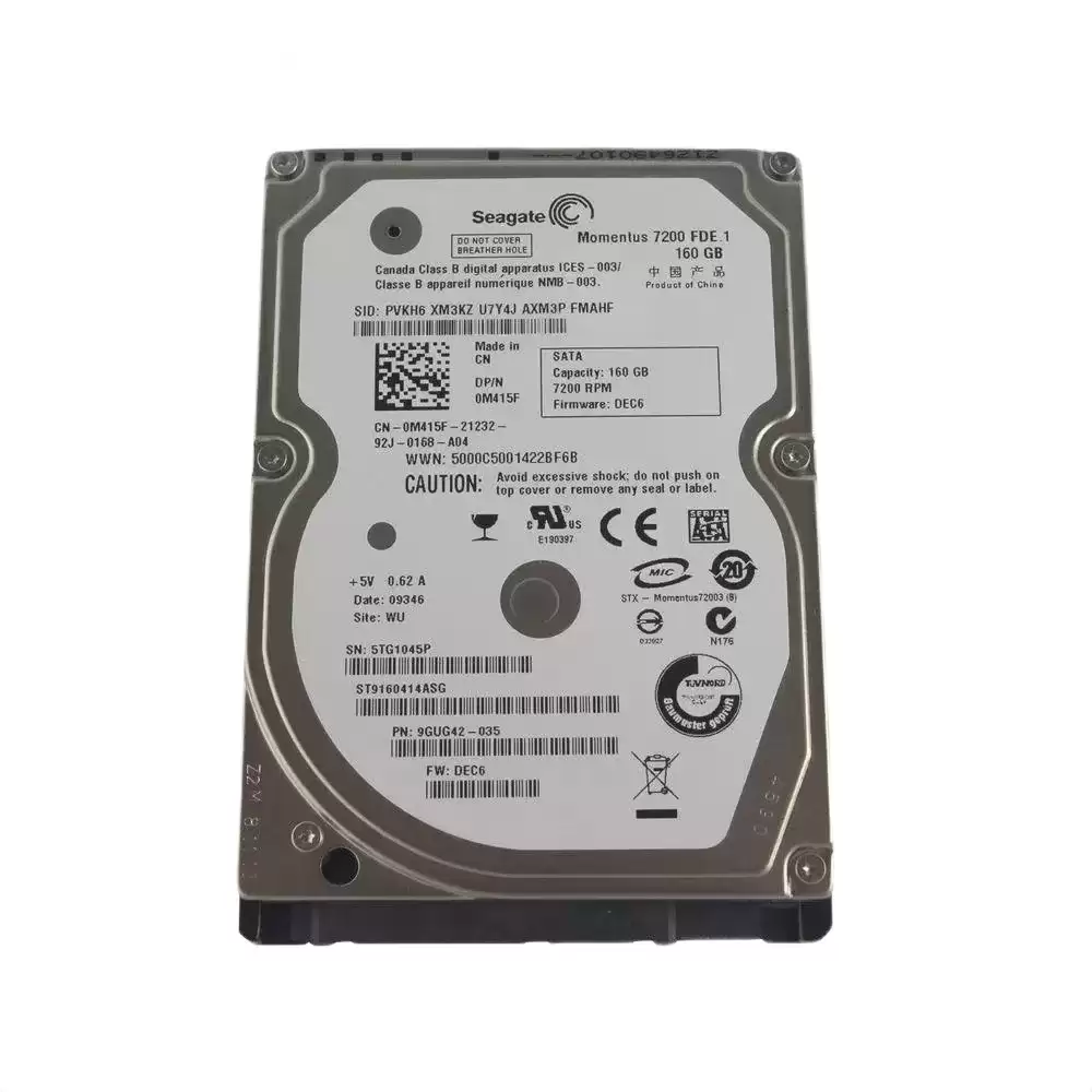 Seagate ST9160414ASG Momentus 7200 FDE.1 160GB SATA 3Gb/s 7200RPM 16MB Cache 2.5-inch Internal Hard Drive