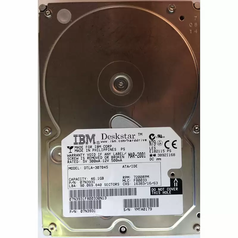 Hitachi 07N3931 Deskstar 75GXP 46.11GB ATA/100 (ATA6) 7200RPM 3.5 Internal Hard Drive