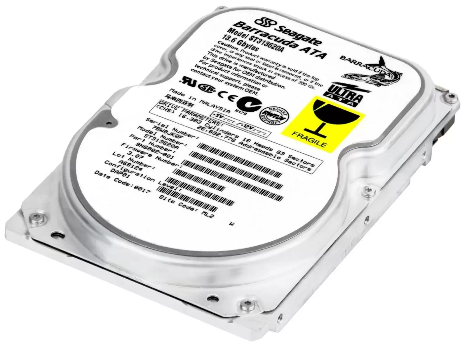 Seagate ST313620A Medalist 13620A 13.6GB ATA/66 7200RPM 512KB Cache 3.5-inch Internal Hard Drive