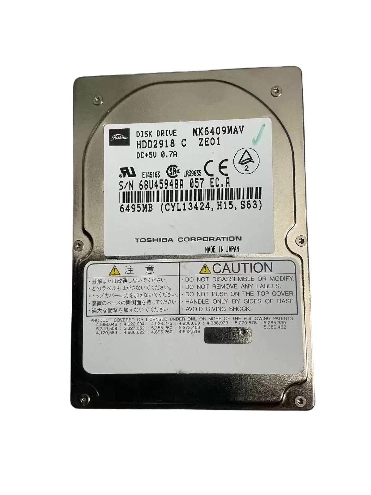Toshiba MK6409MAV 6.4GB ATA/33 4200RPM 512KB Cache 2.5-inch Internal Hard Drive