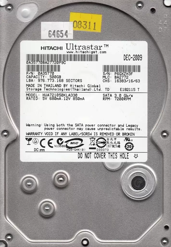HGST 0A35770 Ultrastar A7K1000 500GB SATA 3Gb/s 7200RPM 32MB Cache 3.5-inch Internal Hard Drive